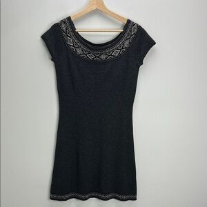 Neve Fair Isle Wool Knit Sweater Dress Gray Womens Medium Nordic Heritage